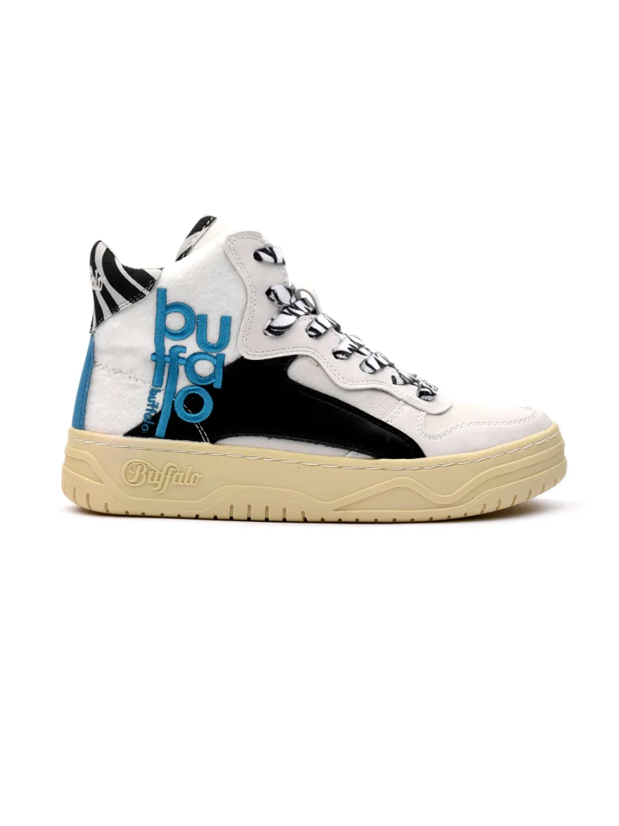 Sneakers Alte Donna MATCH HI bianche con scritta azzurra