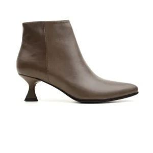 Tronchetto grigio donna in pelle con tacco basso