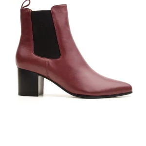 Tronchetto donna con elastico e tacco basso bordeaux