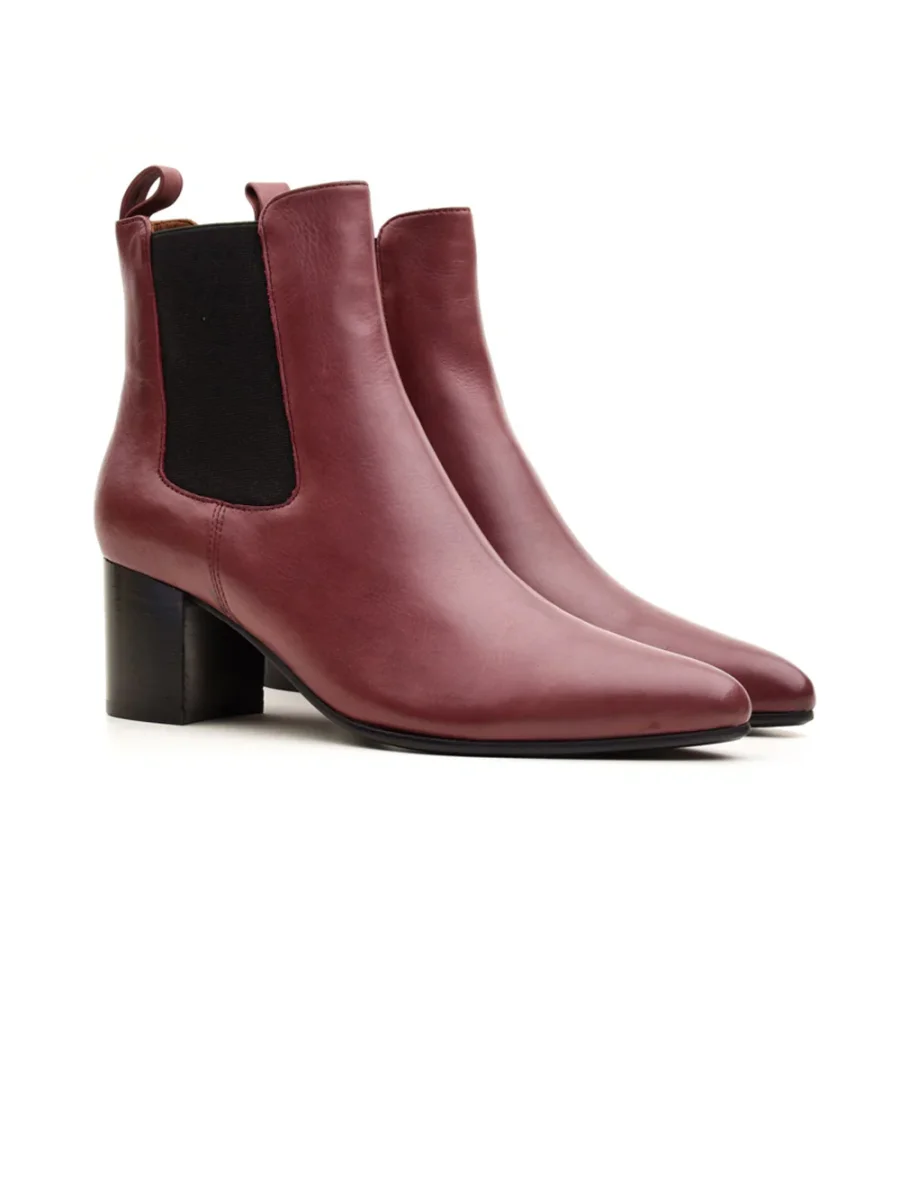 Tronchetto donna con elastico e tacco basso bordeaux - immagine 3