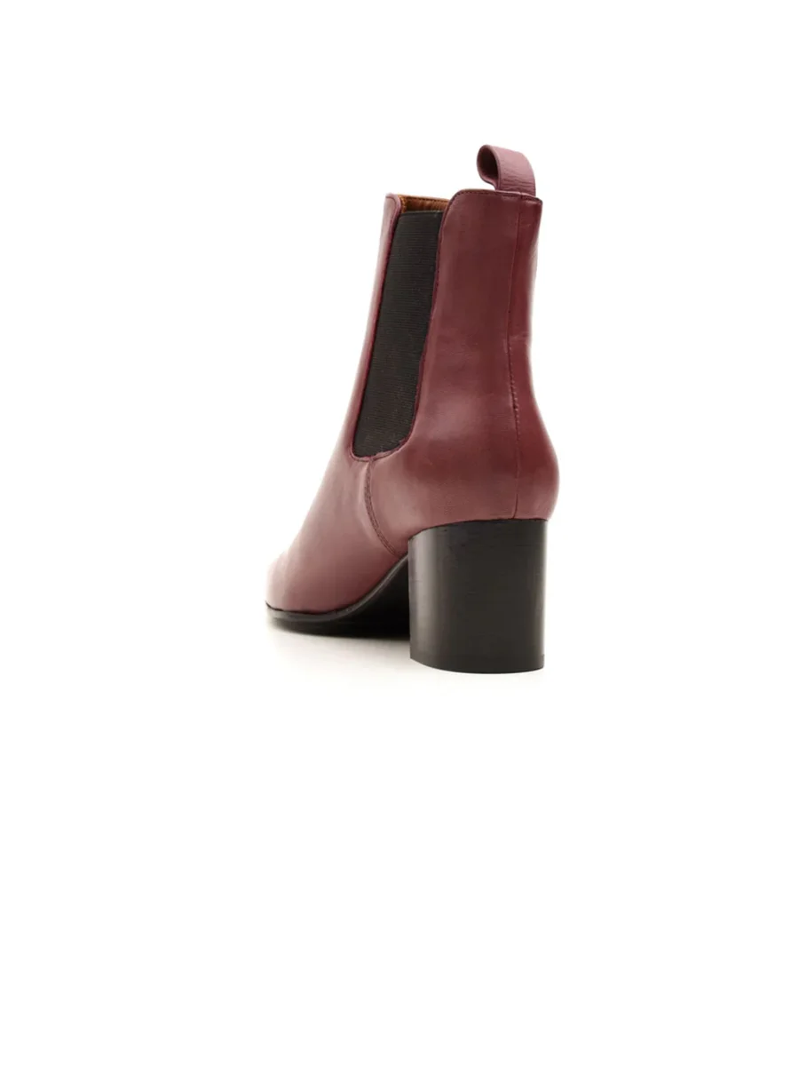 Tronchetto donna con elastico e tacco basso bordeaux - immagine 4