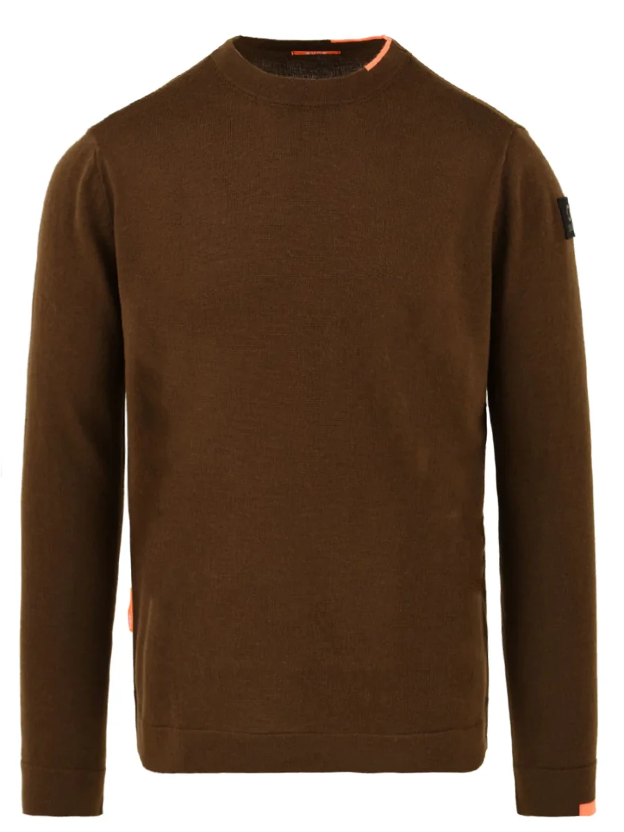 Maglione Uomo marrone con logo applicato - immagine 2