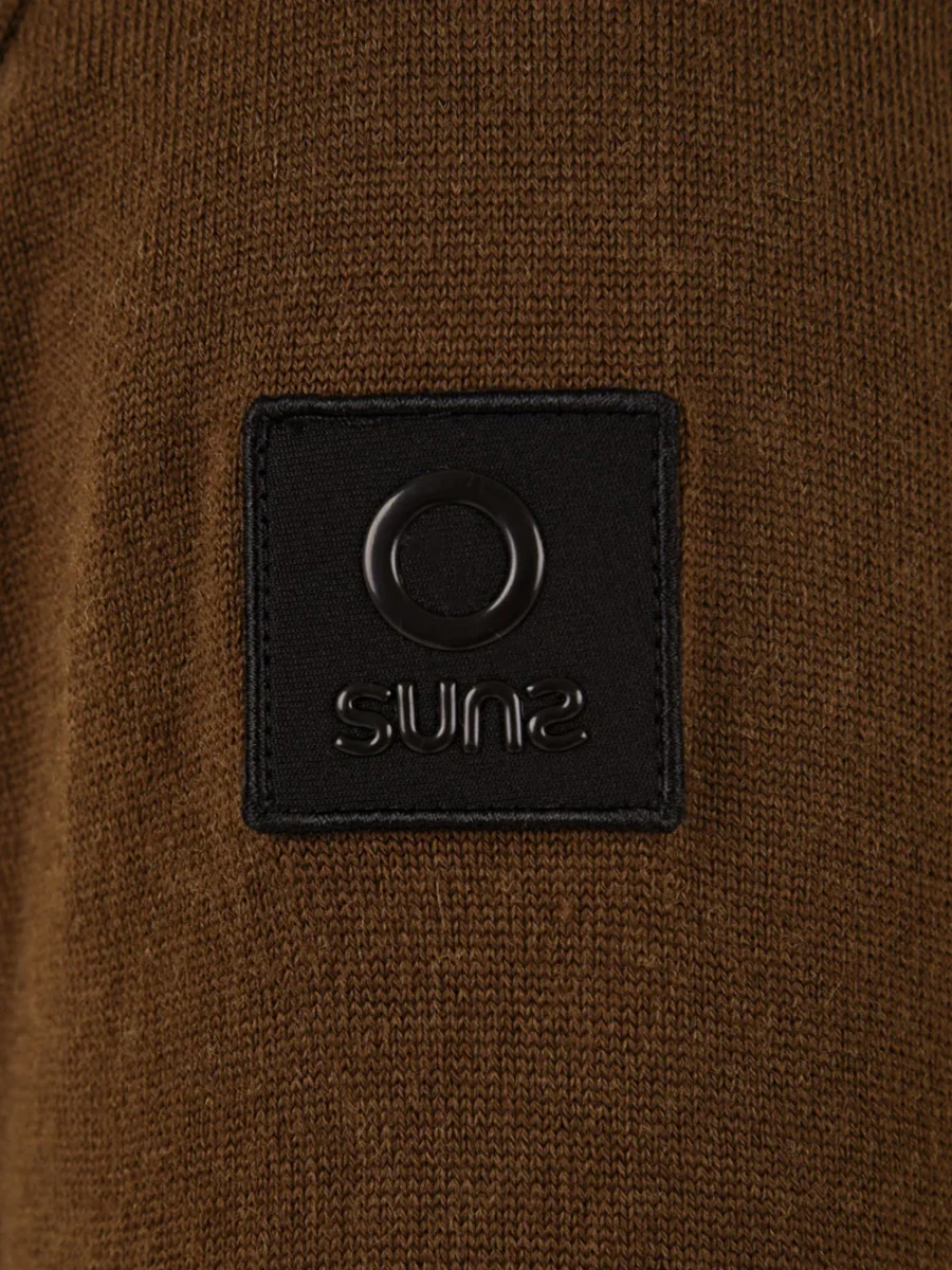 Maglione Uomo marrone con logo applicato - immagine 3