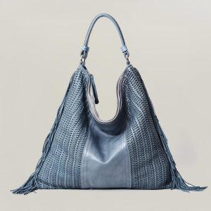 Vasia – Shopper in pelle intrecciata con frange